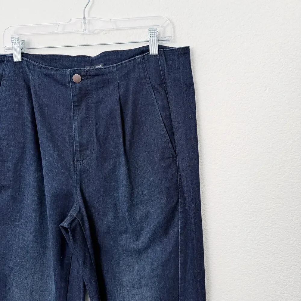 [Eileen Fisher] Dark Wash High Rise Organic Cotton Denim Tapered Fit Jeans Sz 14